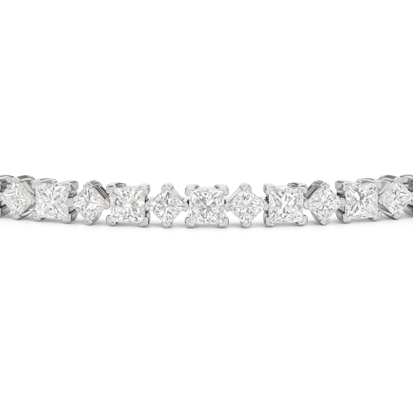 Alternating Princess Tennis Bracelet - Lotus Diamond