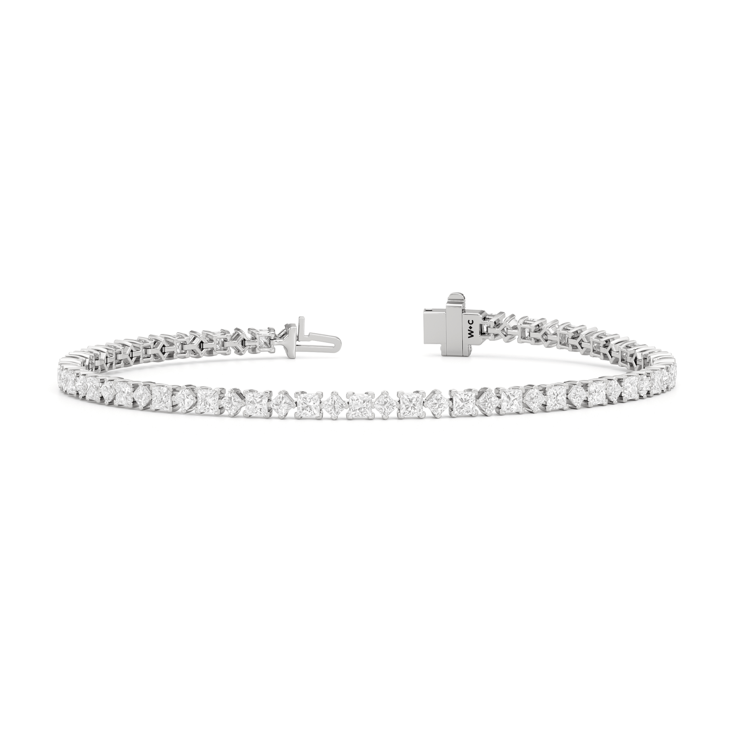 Alternating Princess Tennis Bracelet - Lotus Diamond