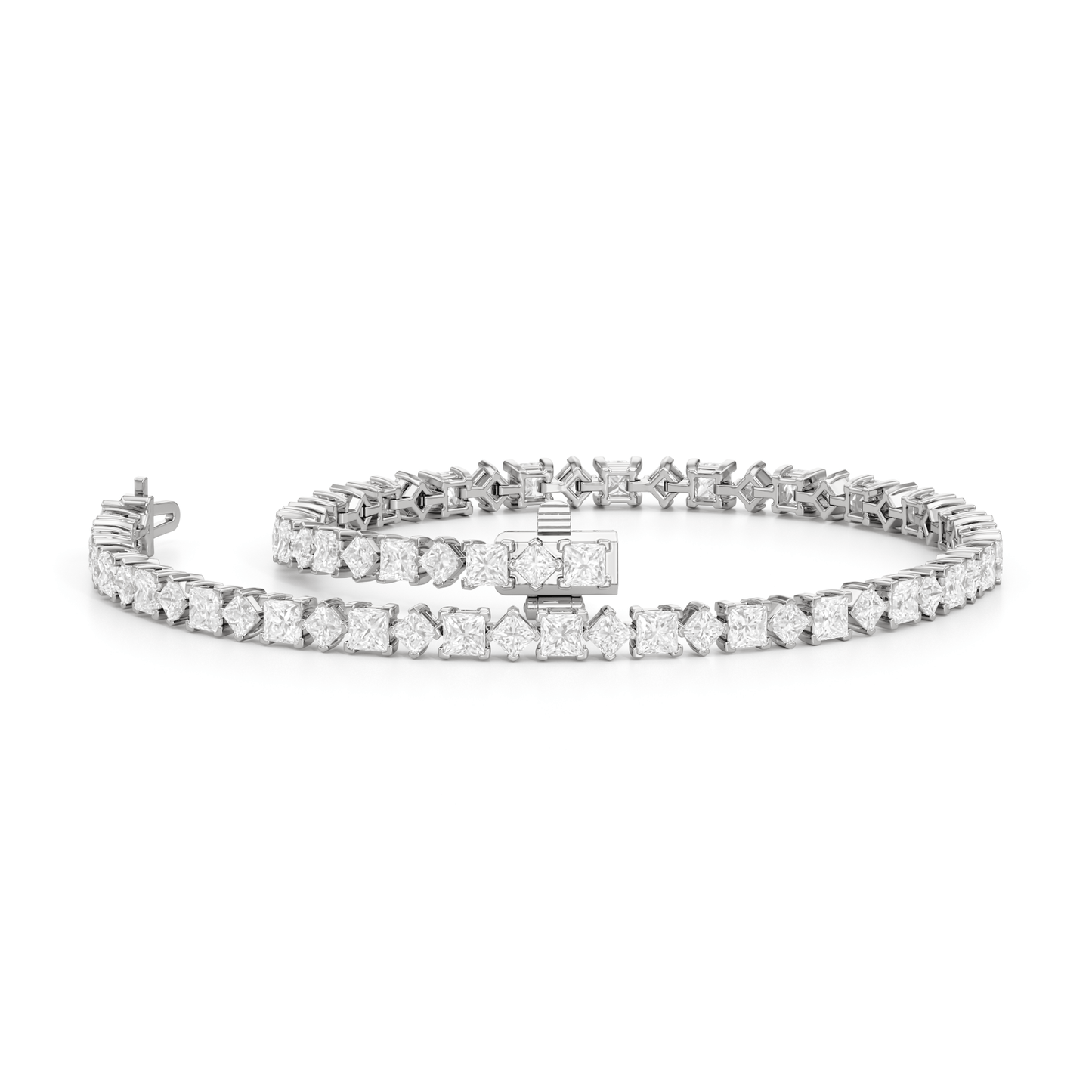 Alternating Princess Tennis Bracelet - Lotus Diamond