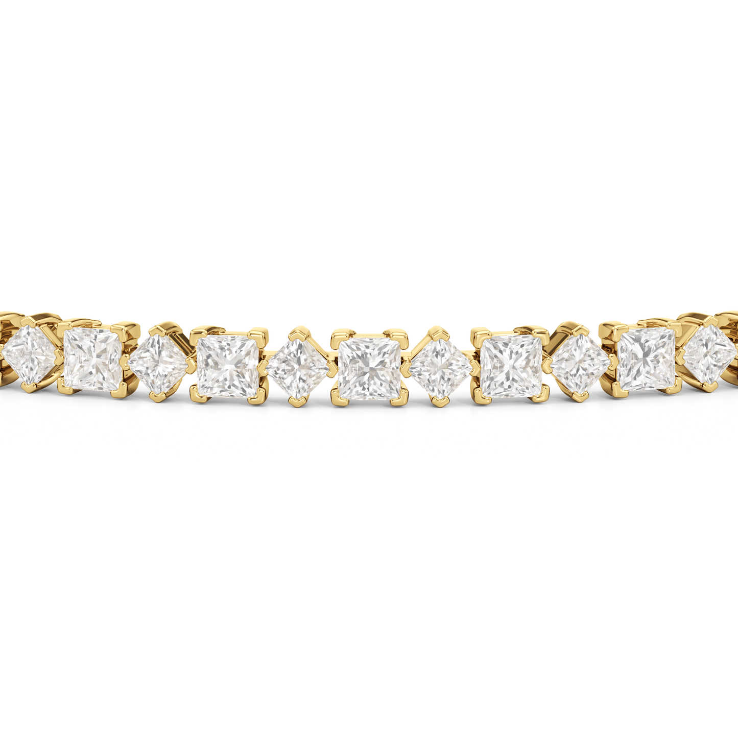 Alternating Princess Tennis Bracelet - Lotus Diamond