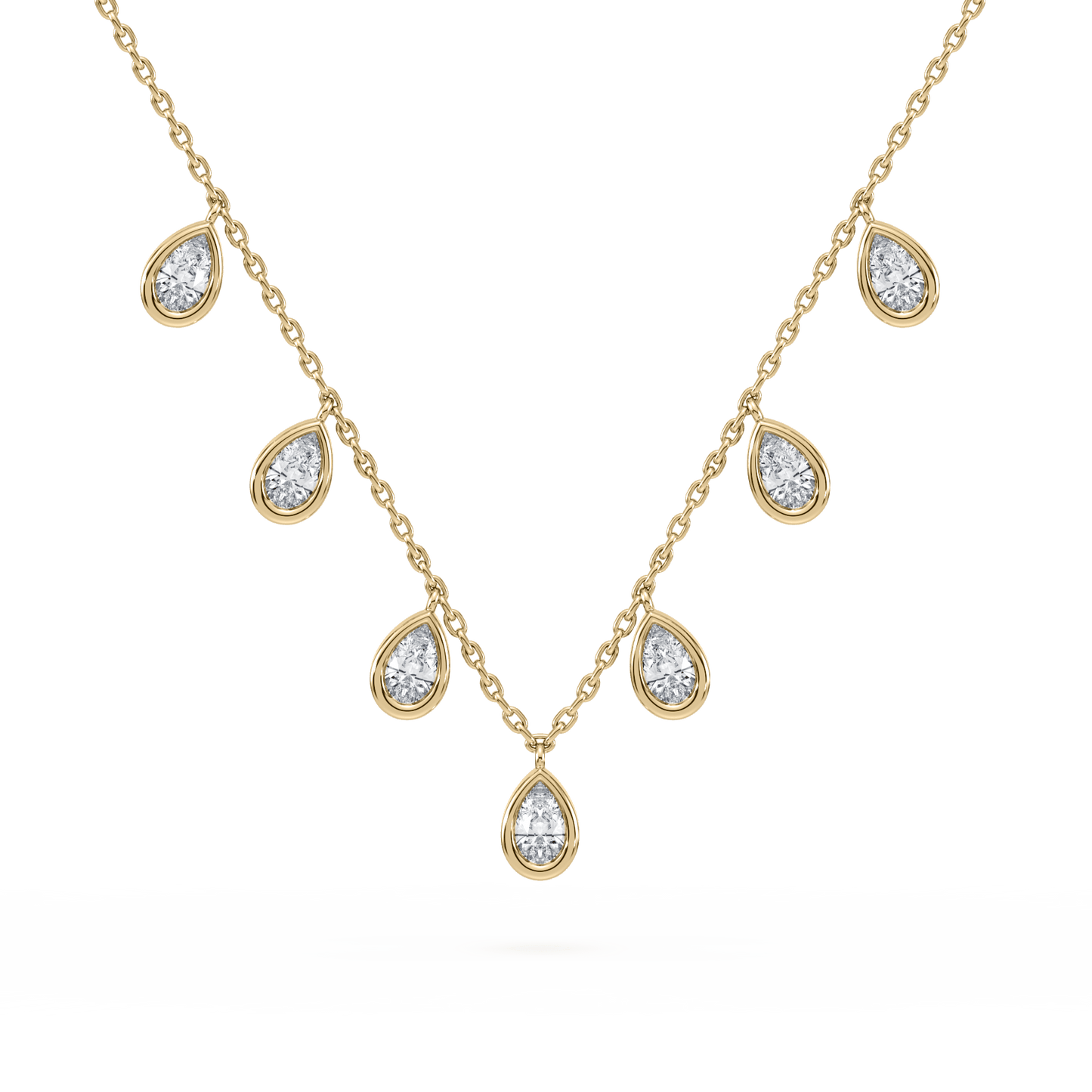 Aura Pear Lab Diamond Necklace 14K Yellow - Lotus Diamond