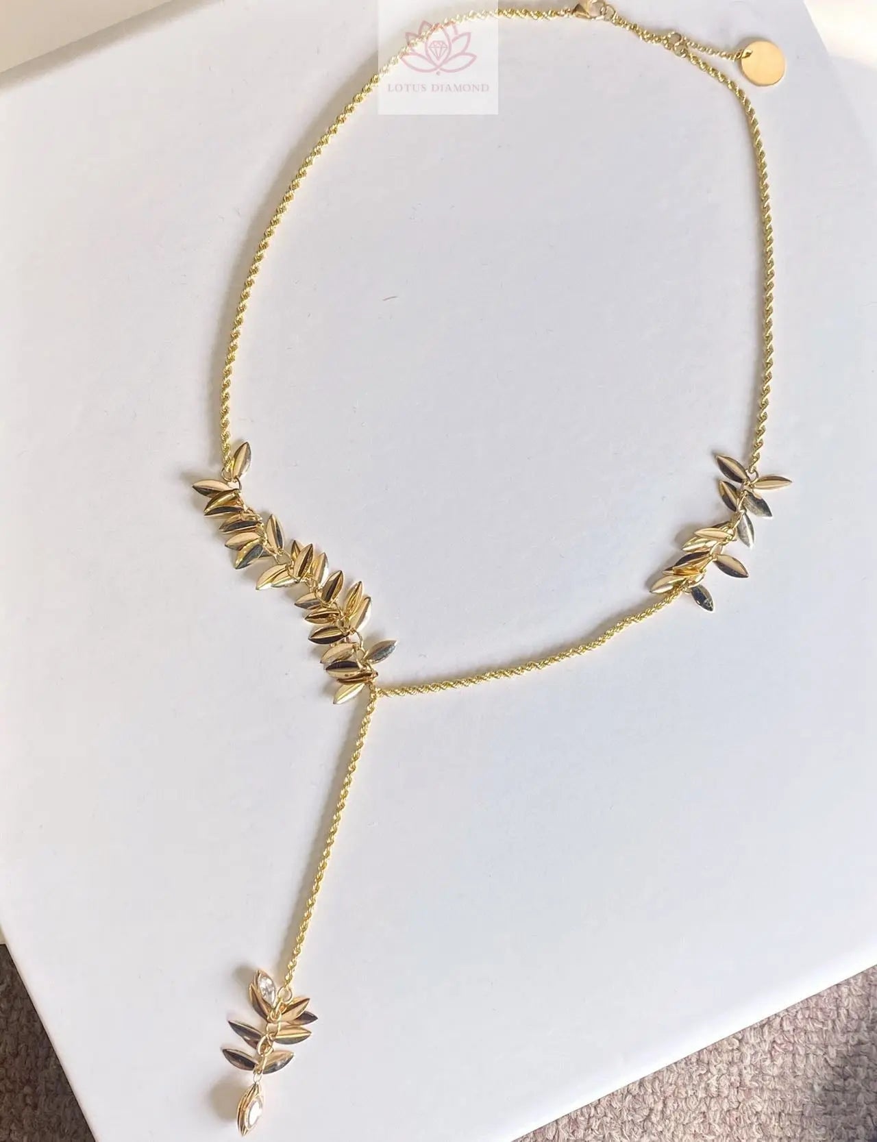Autumn & Winter 18K Gold Exclusive Luxury - Chic Tassel Leaf Earrings/Necklace - Lotus Diamond