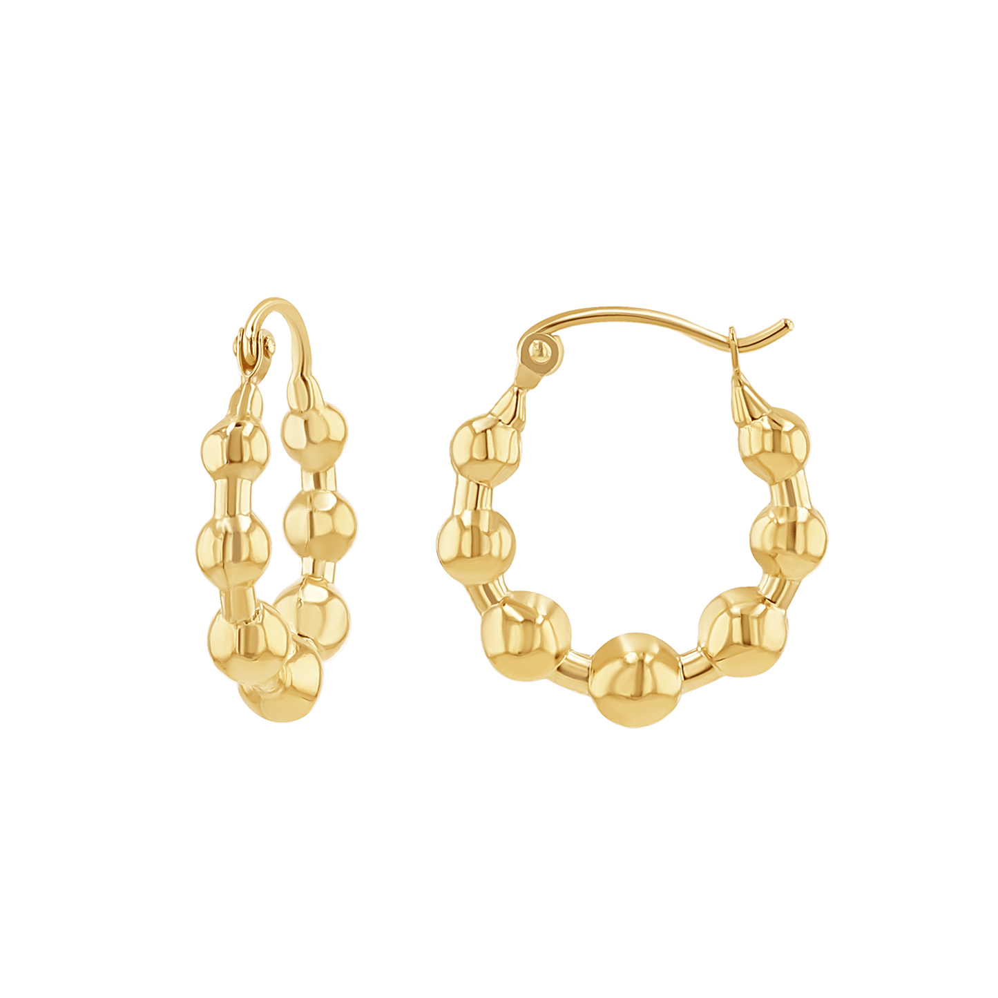 Bead Ball Hoop Earrings - Lotus Diamond