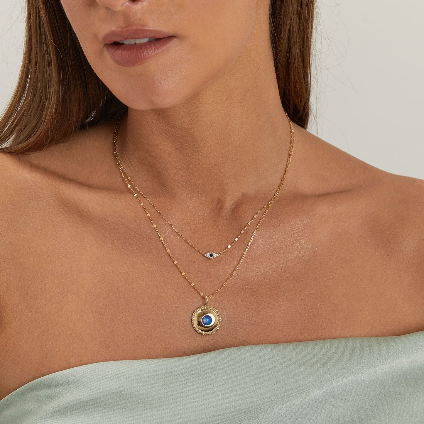 Beaded Opal Medallion Charm - Lotus Diamond