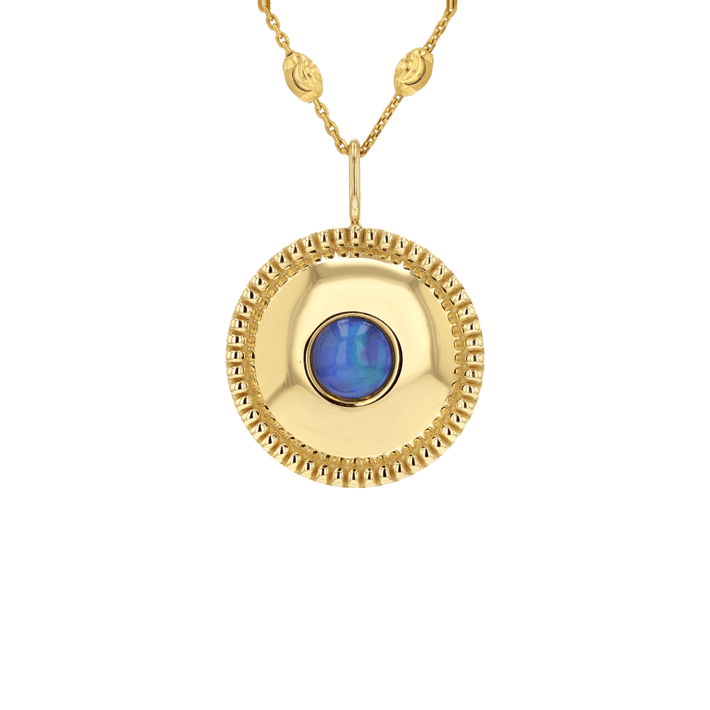 Beaded Opal Medallion Charm - Lotus Diamond