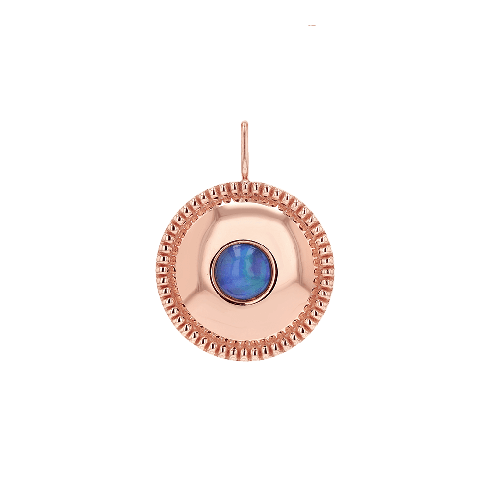 Beaded Opal Medallion Charm - Lotus Diamond