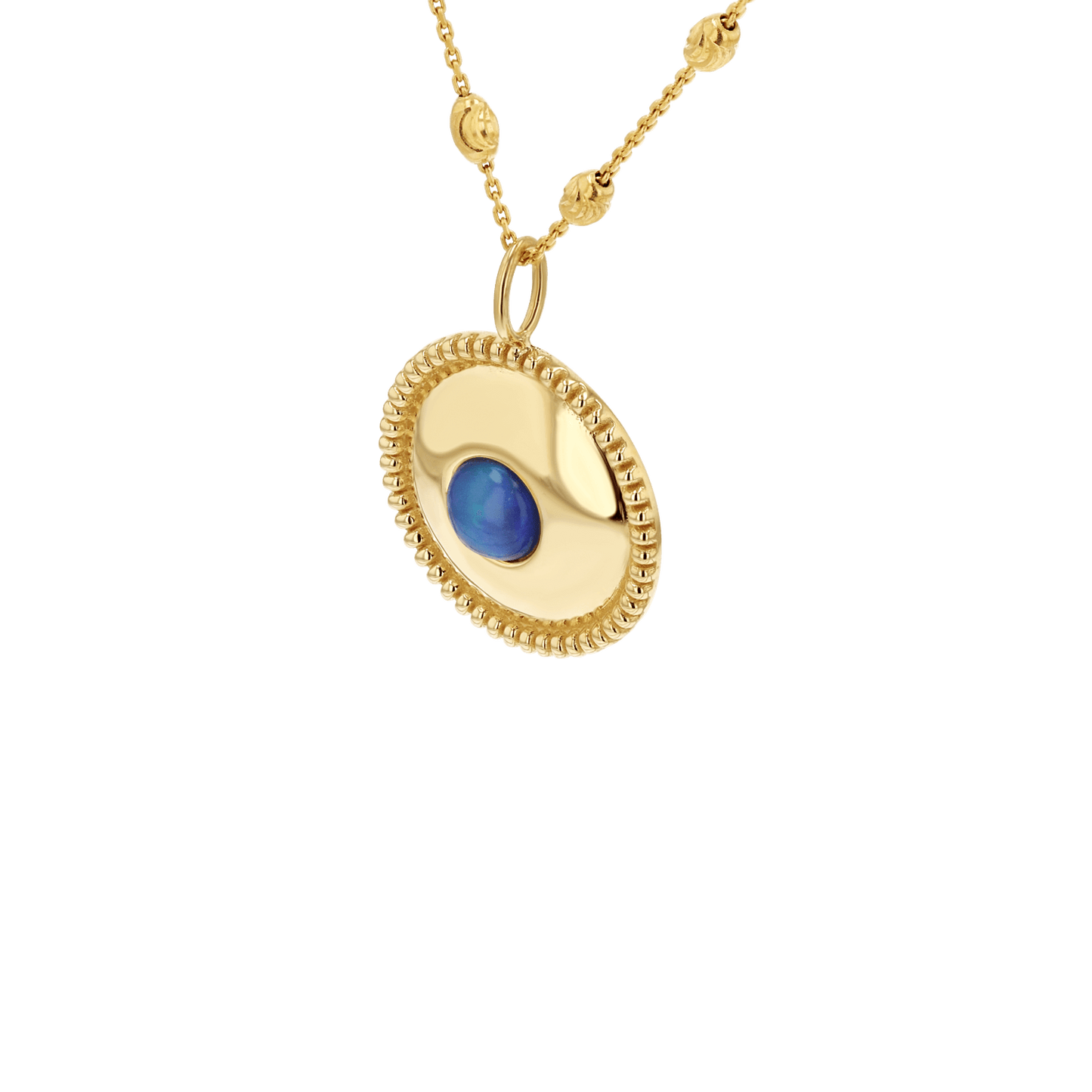 Beaded Opal Medallion Charm - Lotus Diamond