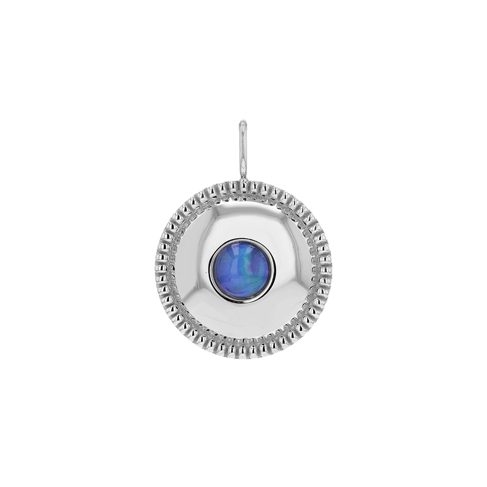 Beaded Opal Medallion Charm - Lotus Diamond