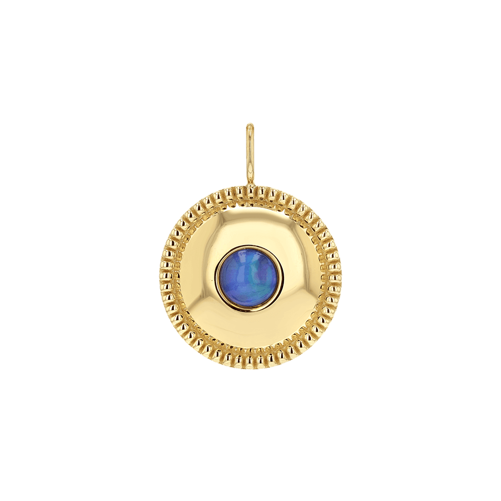 Beaded Opal Medallion Charm - Lotus Diamond