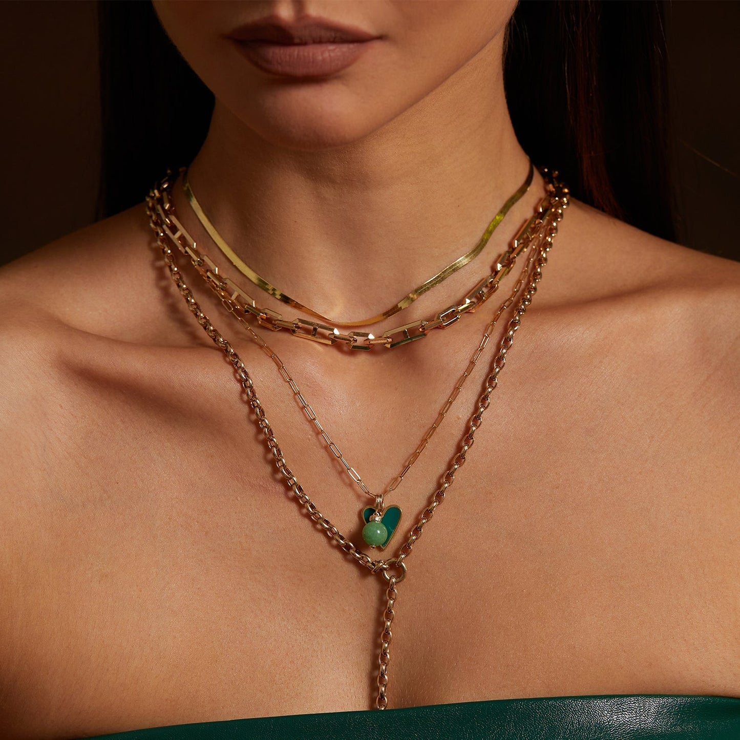 Beveled Link Statement Chain Necklace - Lotus Diamond