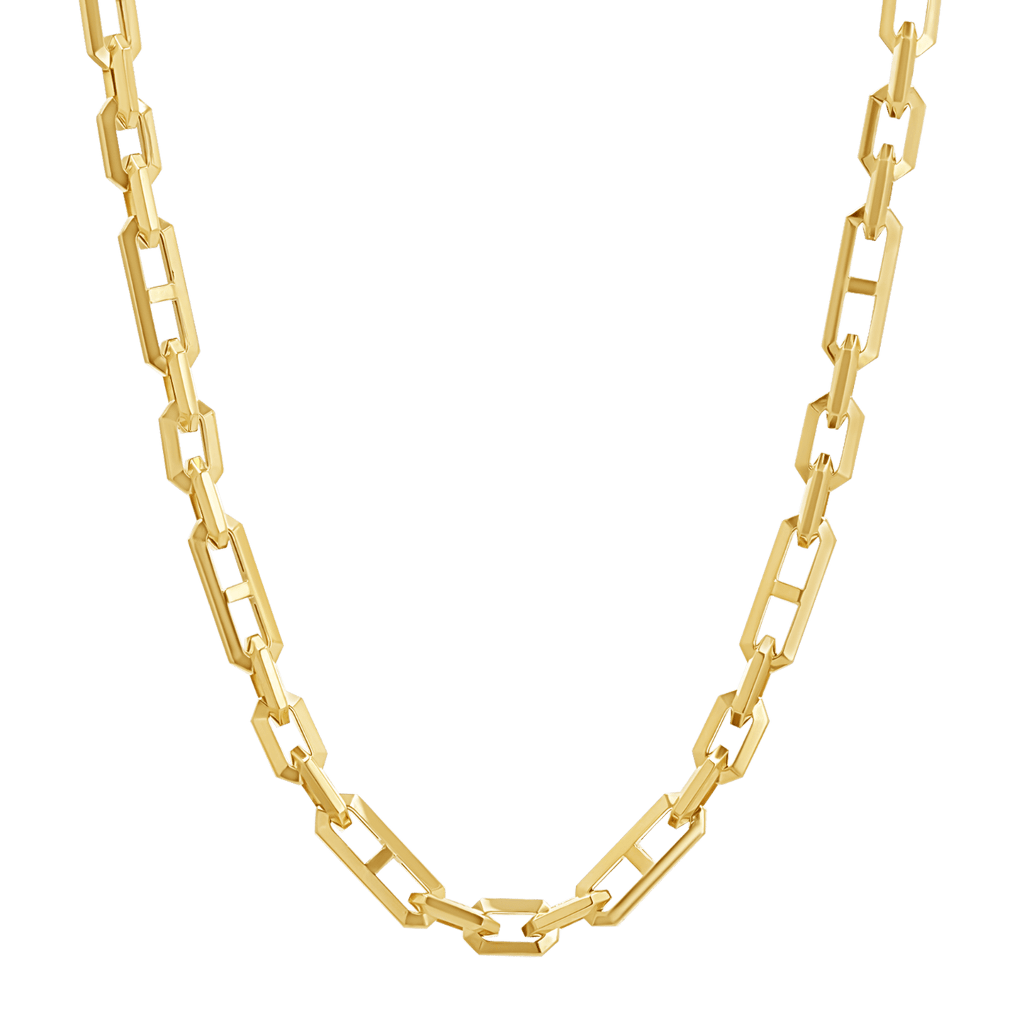Beveled Link Statement Chain Necklace - Lotus Diamond