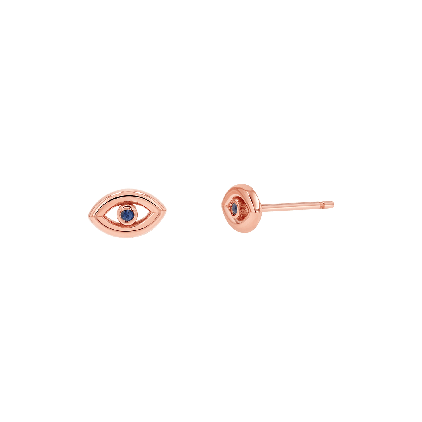 Bezel Set Evil Eye Stud Earrings - Lotus Diamond