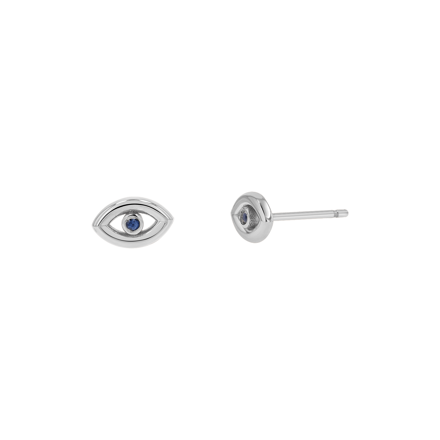 Bezel Set Evil Eye Stud Earrings - Lotus Diamond