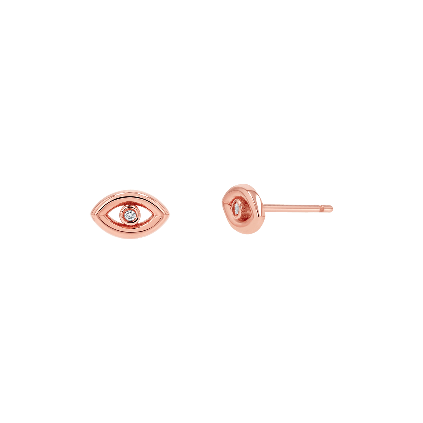 Bezel Set Evil Eye Stud Earrings - Lotus Diamond