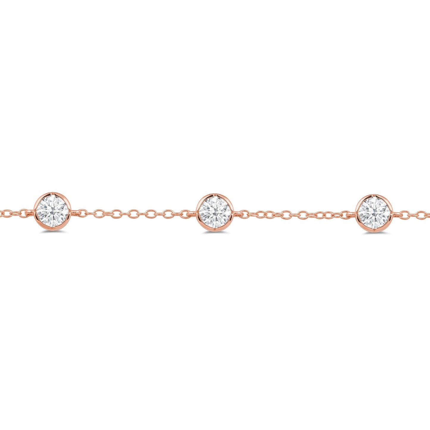 Bezel Set Round Station Bracelet - Lotus Diamond