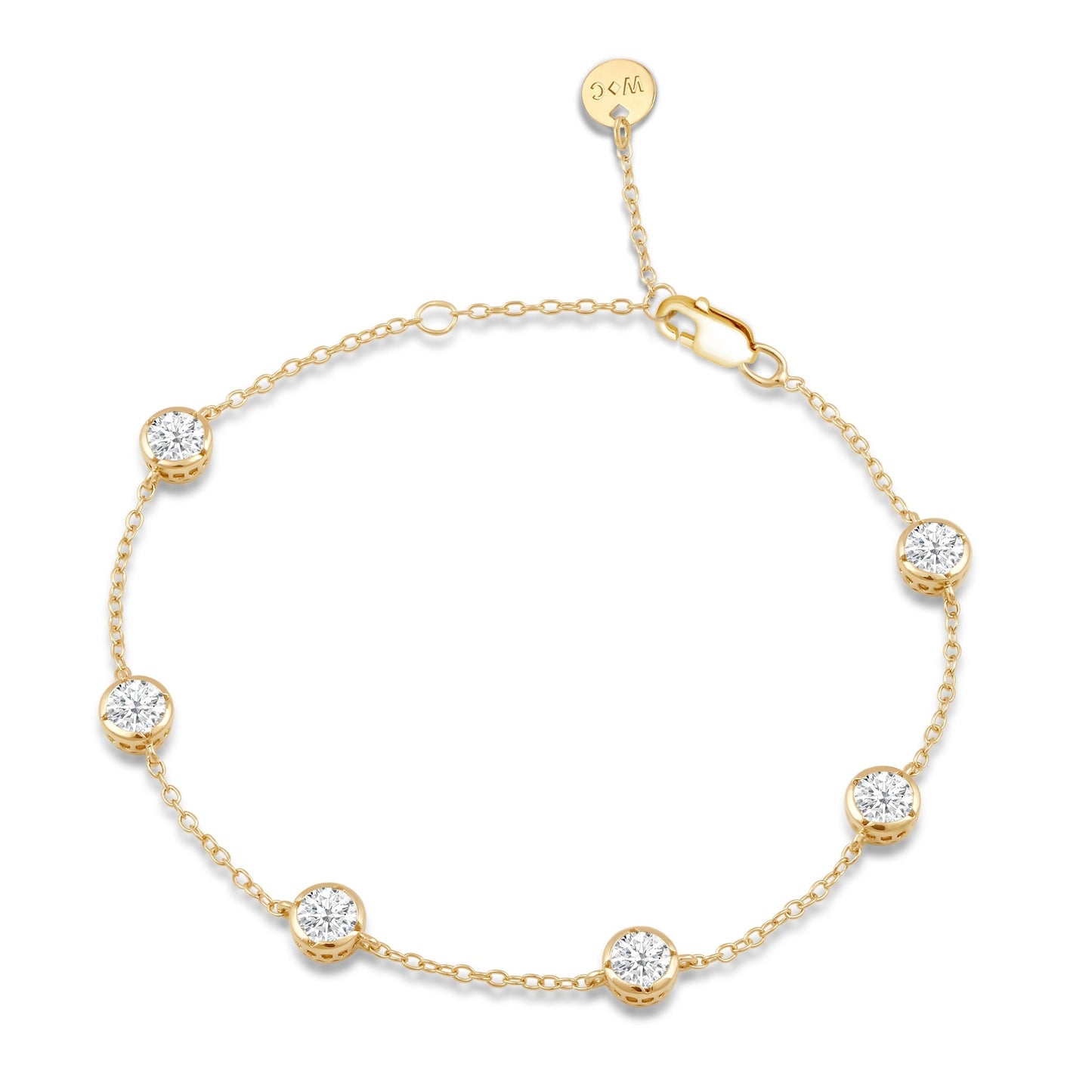 Bezel Set Round Station Bracelet - Lotus Diamond
