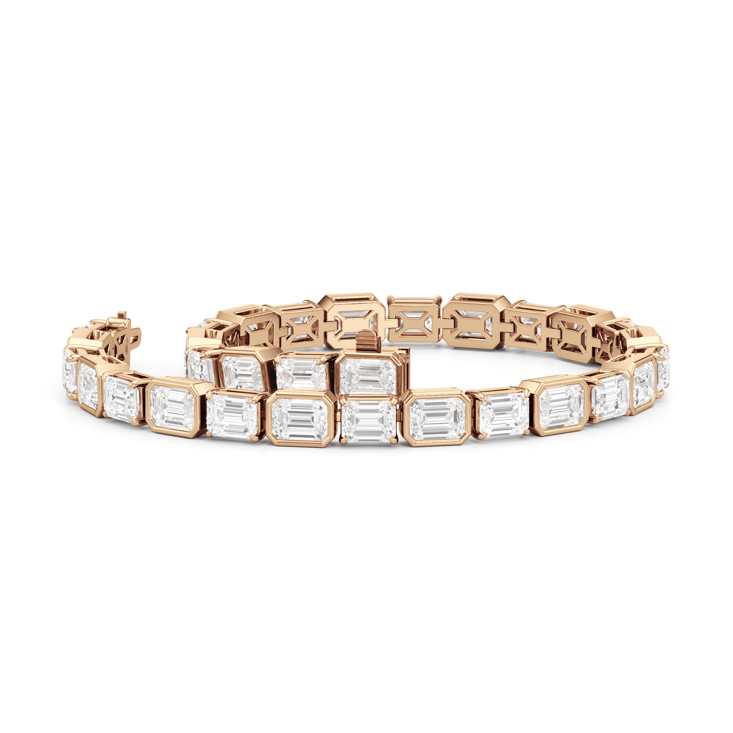 Bezeled Emerald Alternating Tennis Bracelet - Lotus Diamond