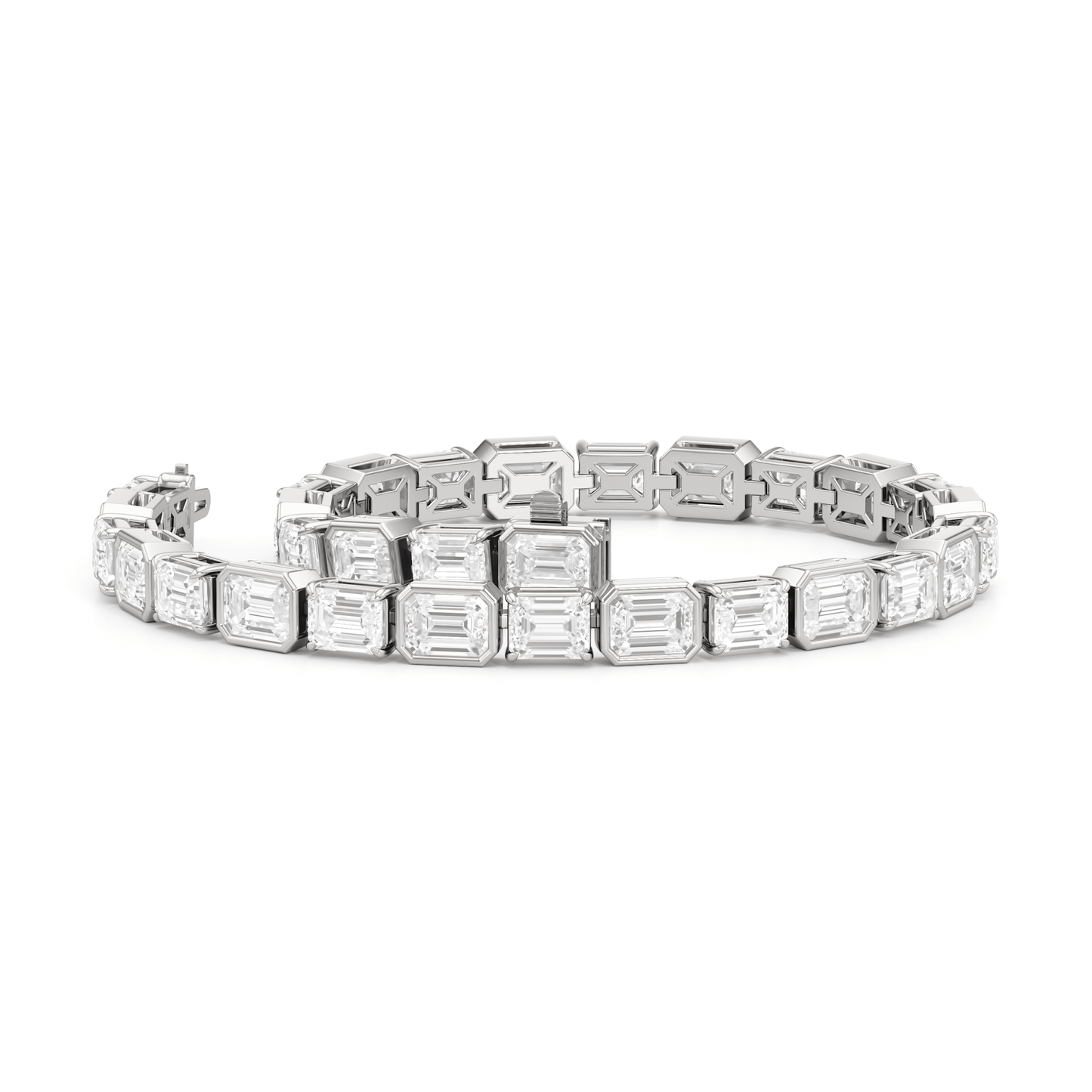Bezeled Emerald Alternating Tennis Bracelet - Lotus Diamond