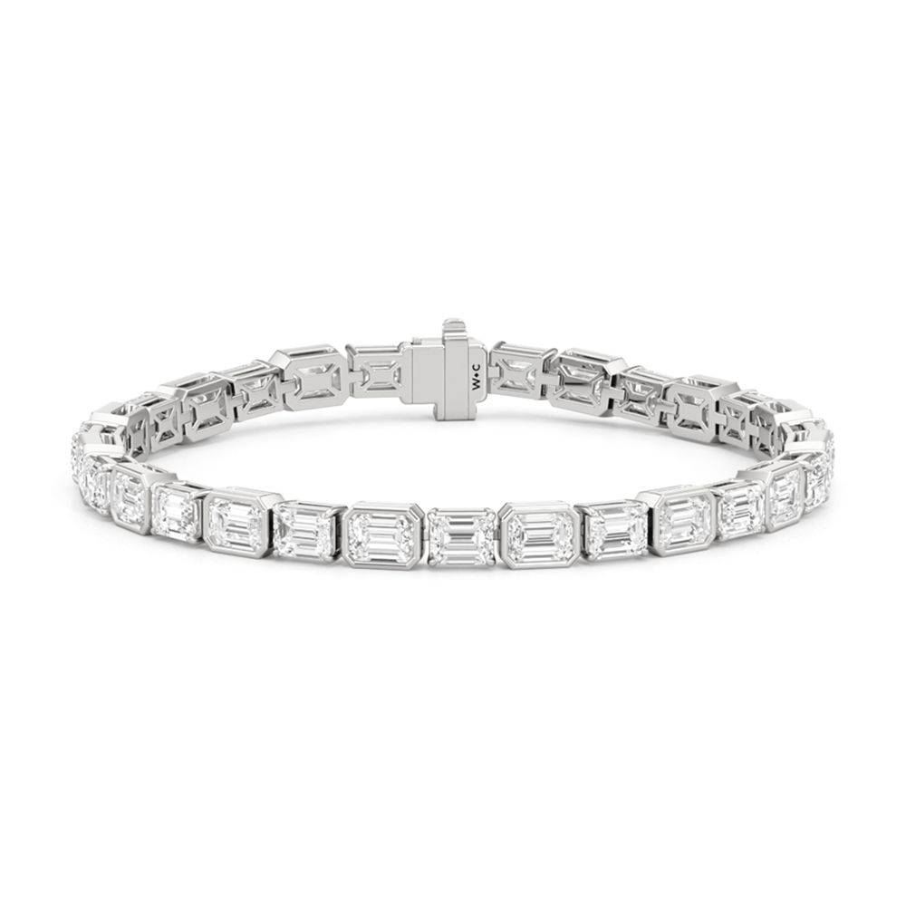 Bezeled Emerald Alternating Tennis Bracelet - Lotus Diamond