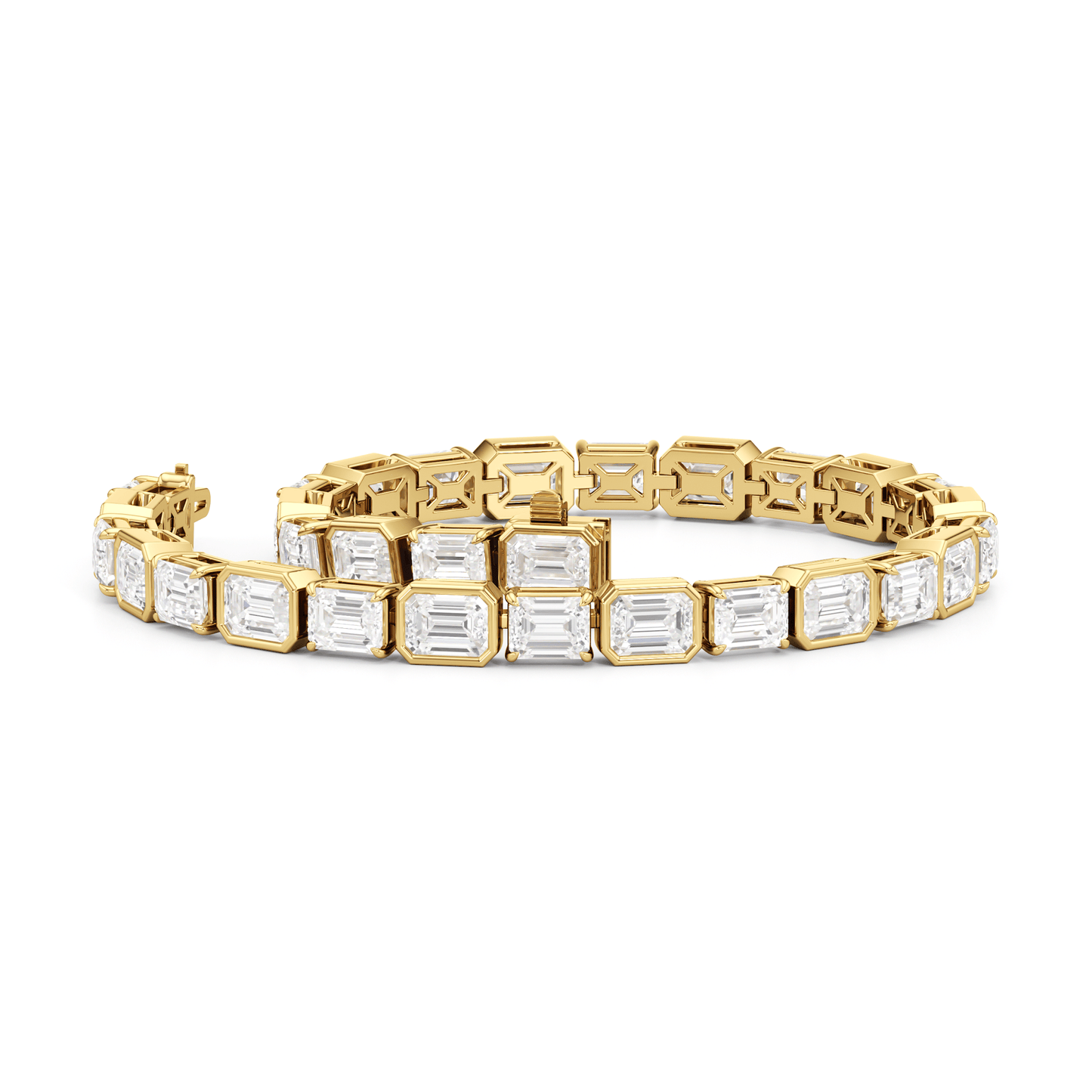 Bezeled Emerald Alternating Tennis Bracelet - Lotus Diamond