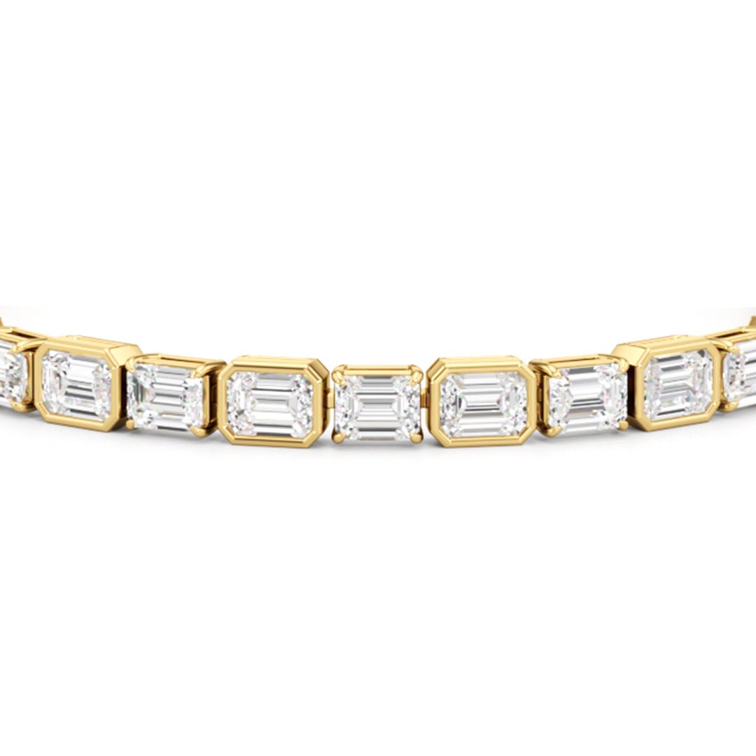 Bezeled Emerald Alternating Tennis Bracelet - Lotus Diamond