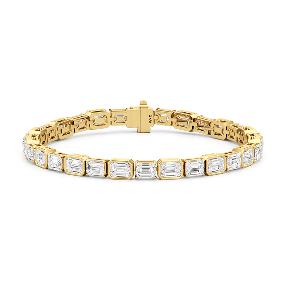 Bezeled Emerald Alternating Tennis Bracelet - Lotus Diamond