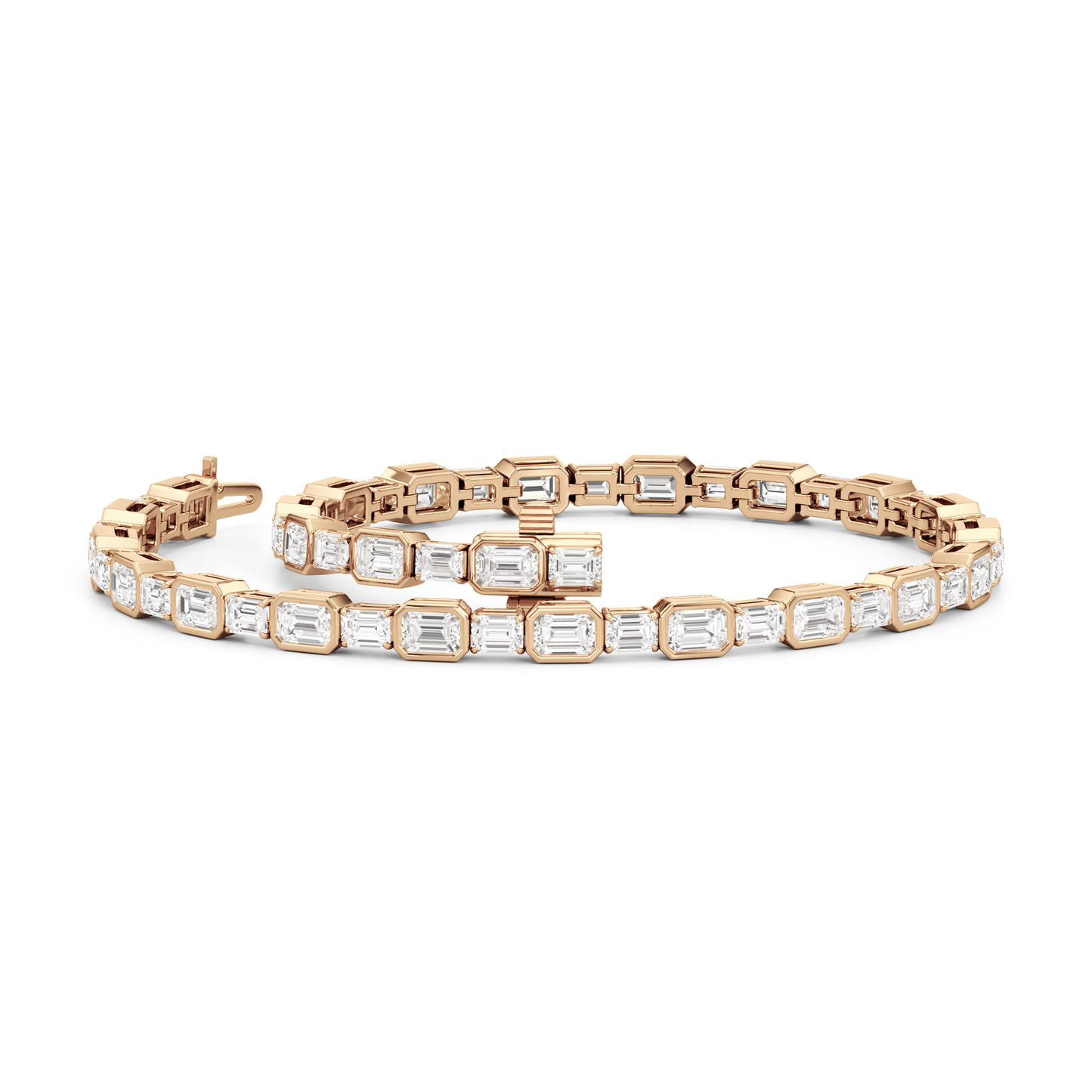 Bezeled Emerald Alternating Tennis Bracelet - Lotus Diamond