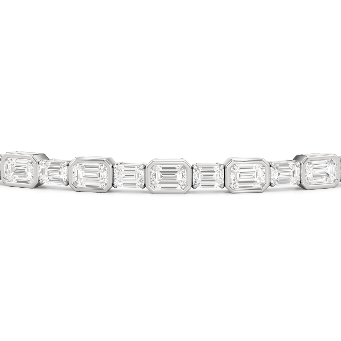 Bezeled Emerald Alternating Tennis Bracelet - Lotus Diamond