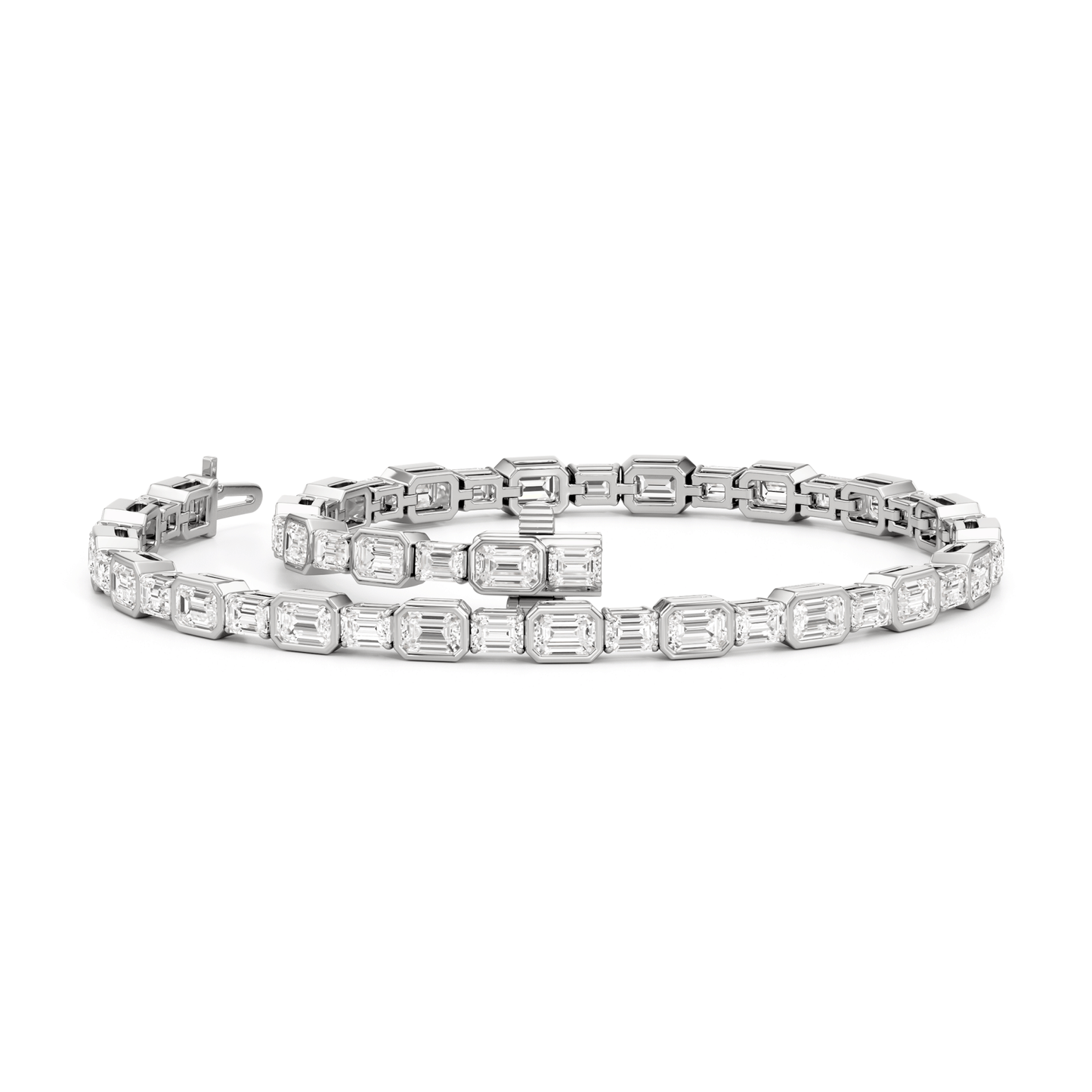 Bezeled Emerald Alternating Tennis Bracelet - Lotus Diamond