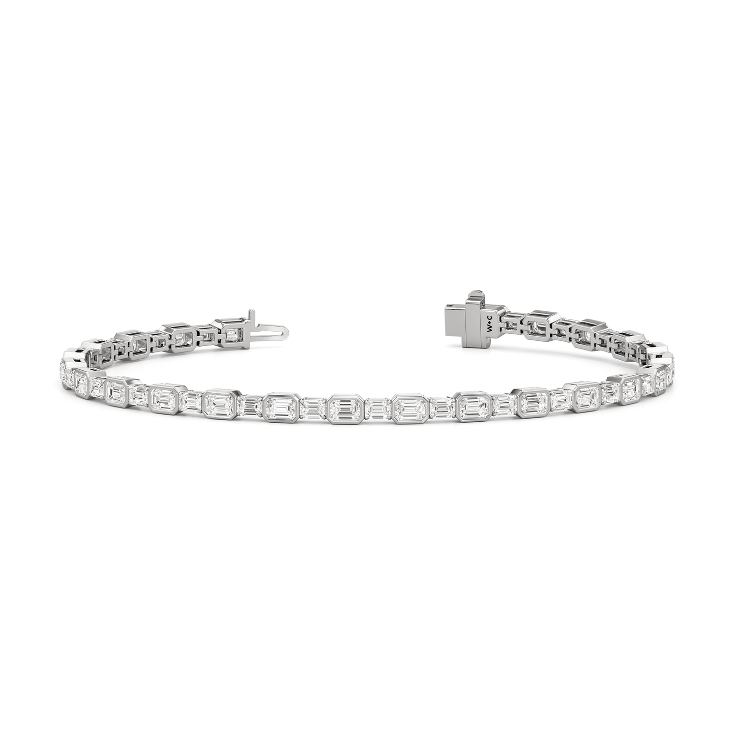 Bezeled Emerald Alternating Tennis Bracelet - Lotus Diamond