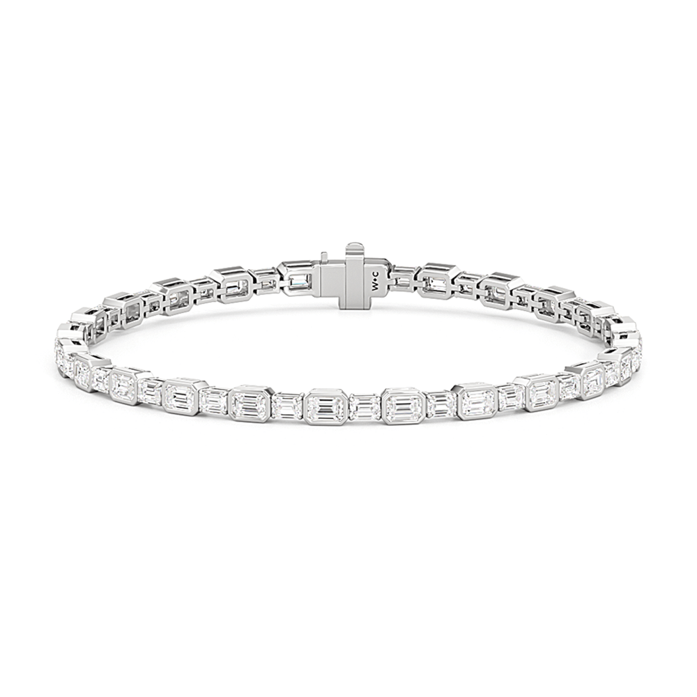 Bezeled Emerald Alternating Tennis Bracelet - Lotus Diamond