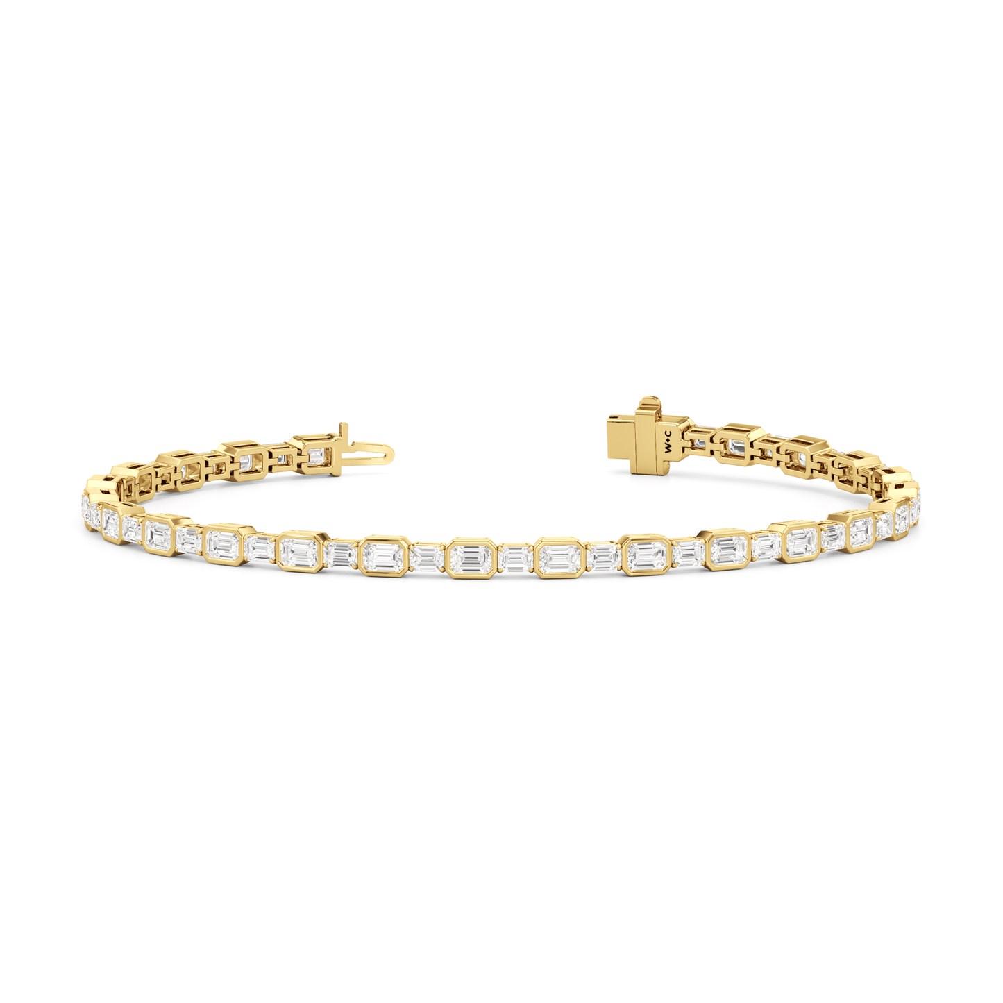 Bezeled Emerald Alternating Tennis Bracelet - Lotus Diamond
