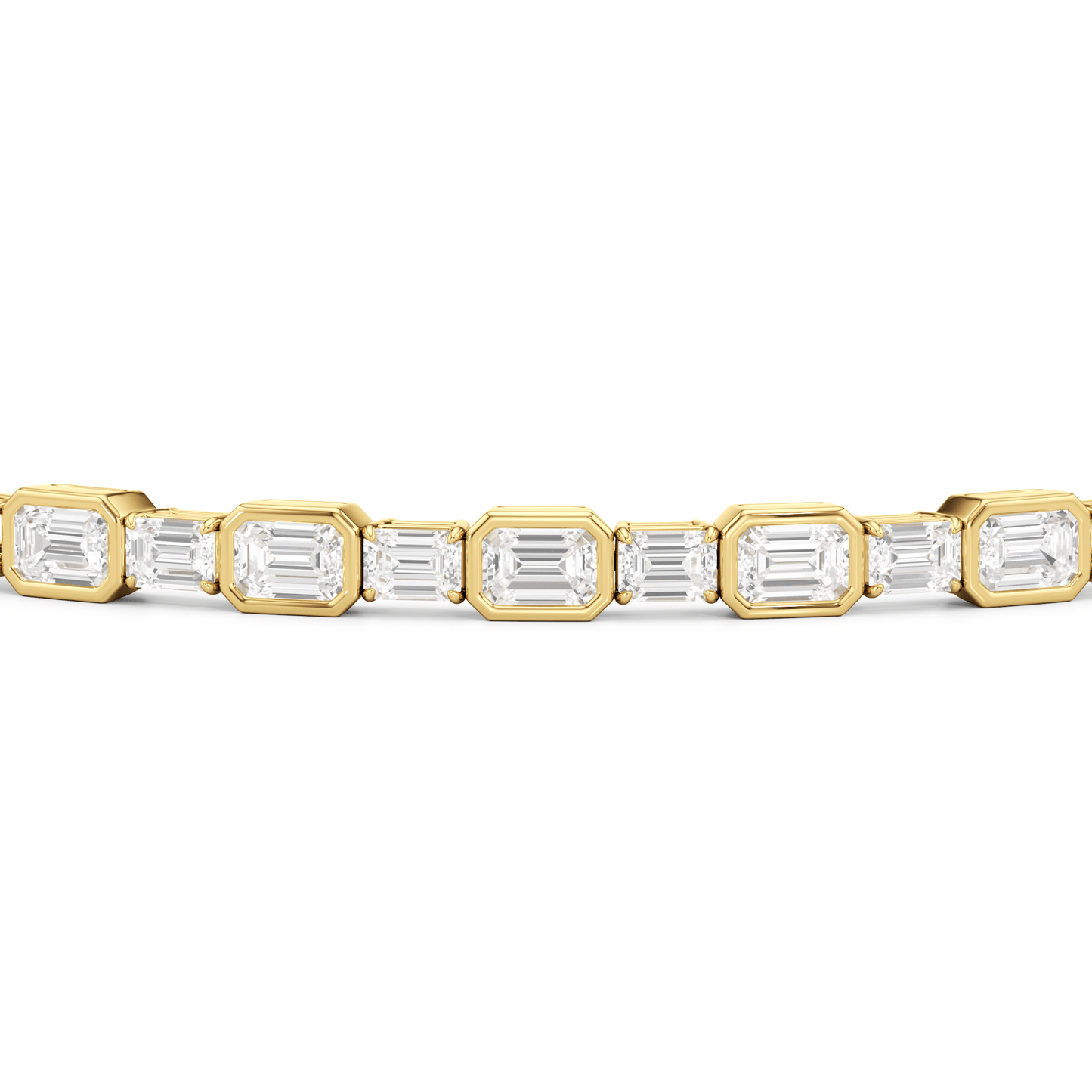 Bezeled Emerald Alternating Tennis Bracelet - Lotus Diamond