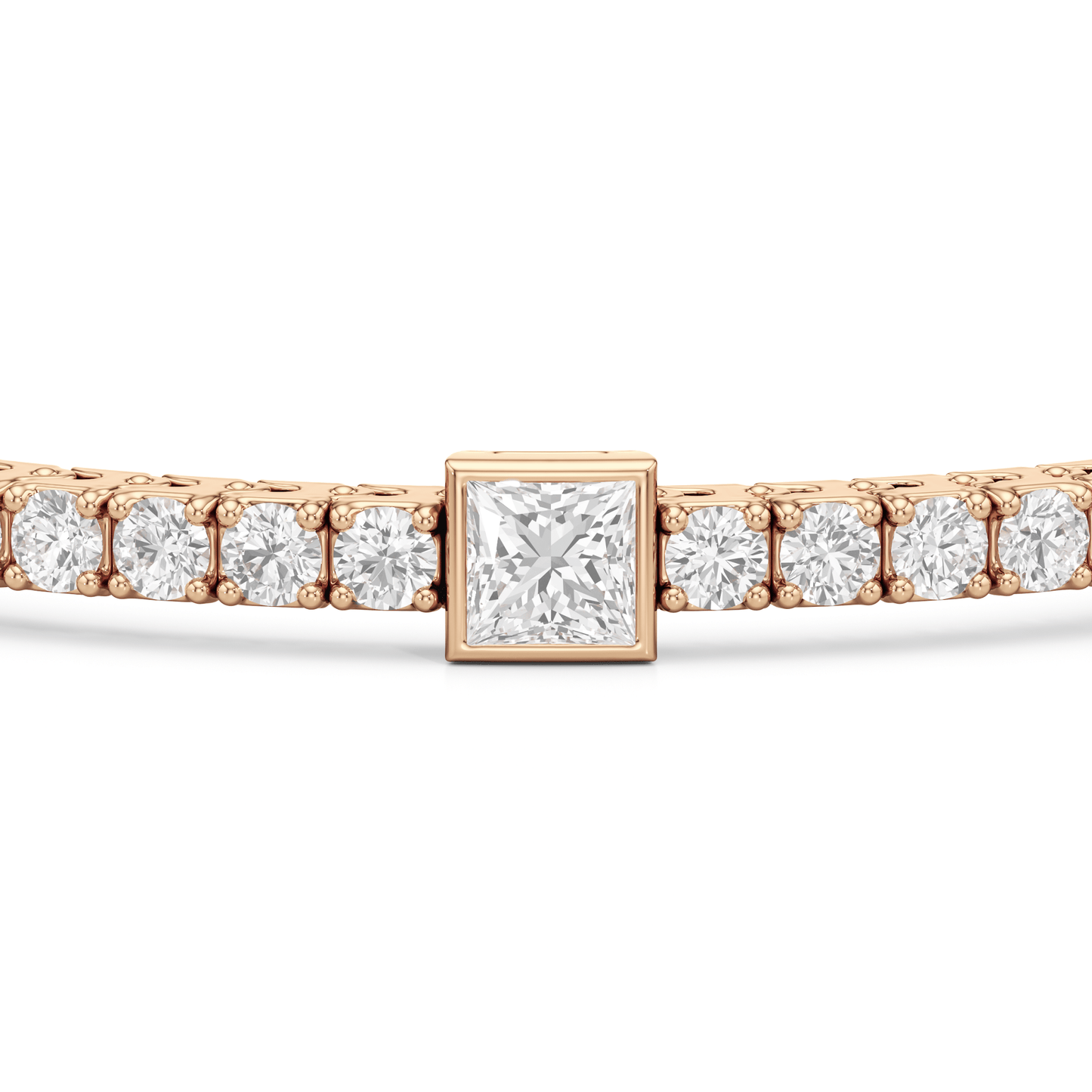 Bezeled Princess Station Tennis Bracelet - Lotus Diamond