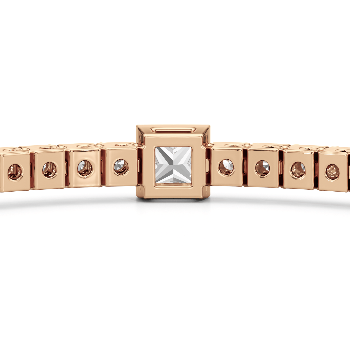 Bezeled Princess Station Tennis Bracelet - Lotus Diamond