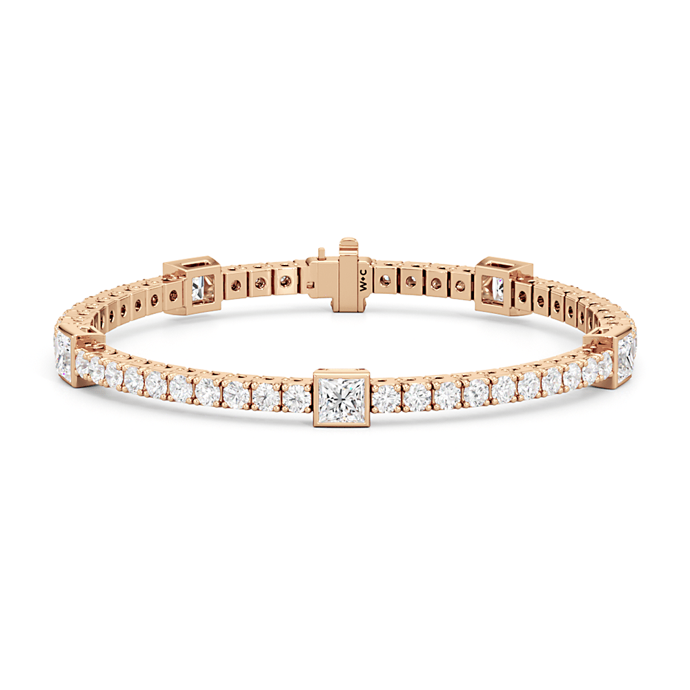 Bezeled Princess Station Tennis Bracelet - Lotus Diamond