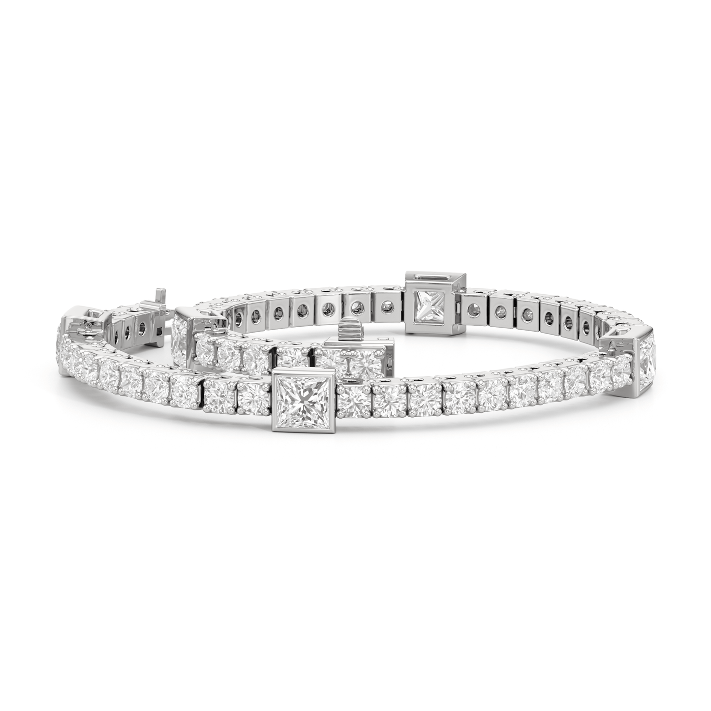 Bezeled Princess Station Tennis Bracelet - Lotus Diamond