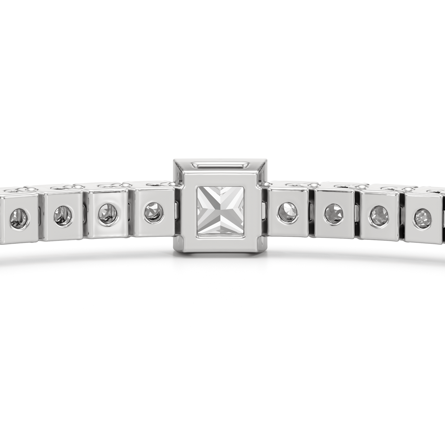 Bezeled Princess Station Tennis Bracelet - Lotus Diamond