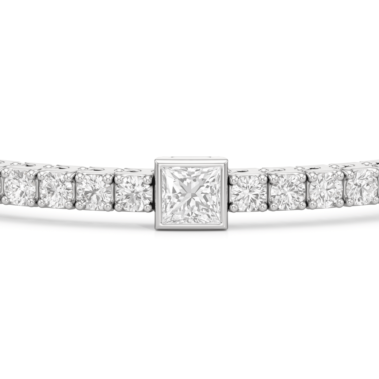 Bezeled Princess Station Tennis Bracelet - Lotus Diamond