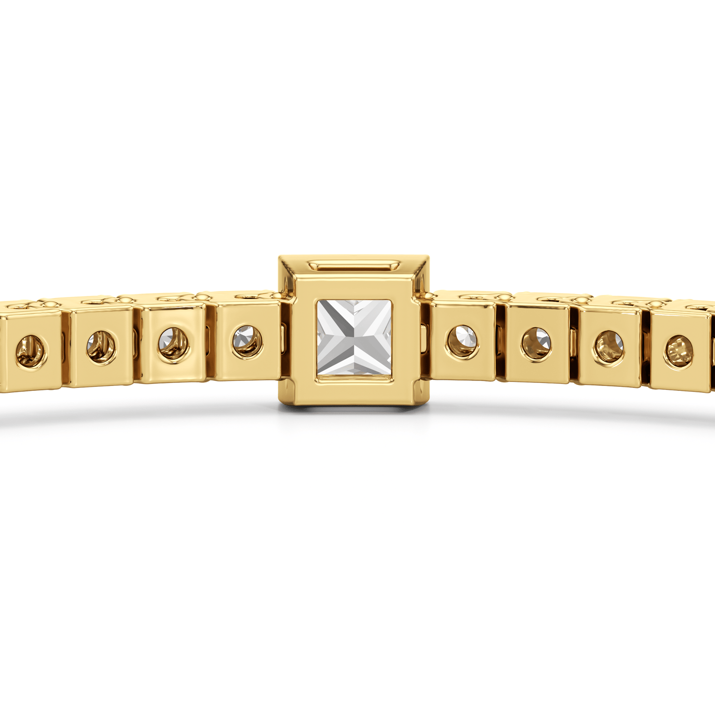 Bezeled Princess Station Tennis Bracelet - Lotus Diamond
