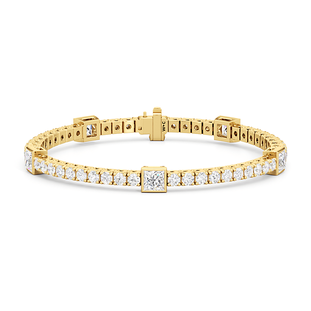 Bezeled Princess Station Tennis Bracelet - Lotus Diamond