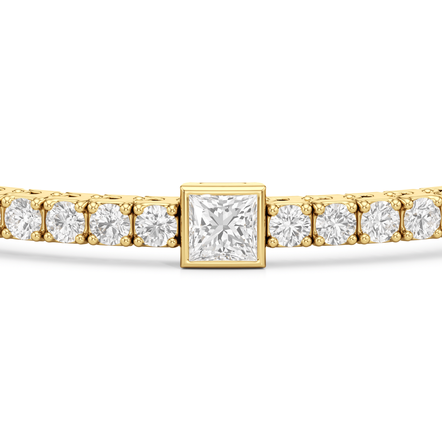 Bezeled Princess Station Tennis Bracelet - Lotus Diamond