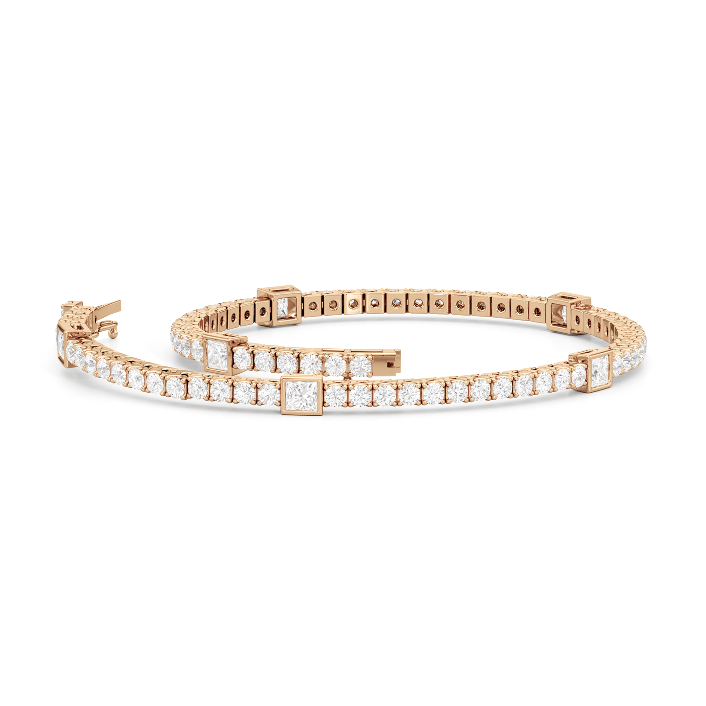 Bezeled Princess Station Tennis Bracelet - Lotus Diamond