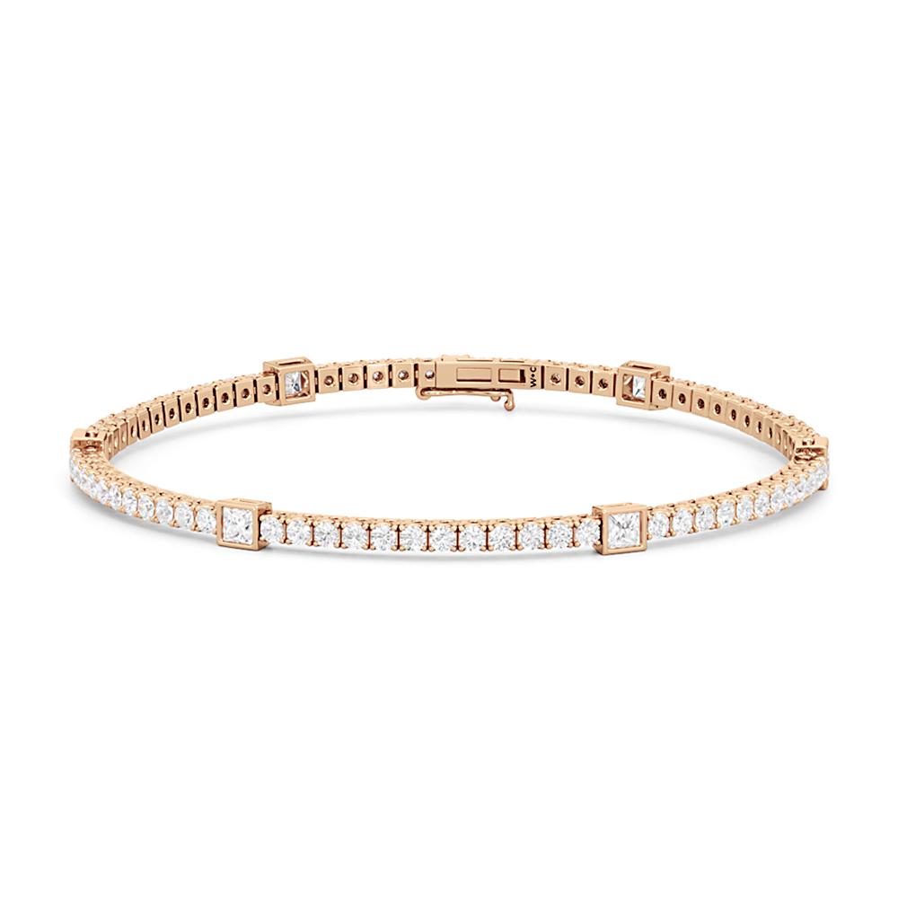 Bezeled Princess Station Tennis Bracelet - Lotus Diamond