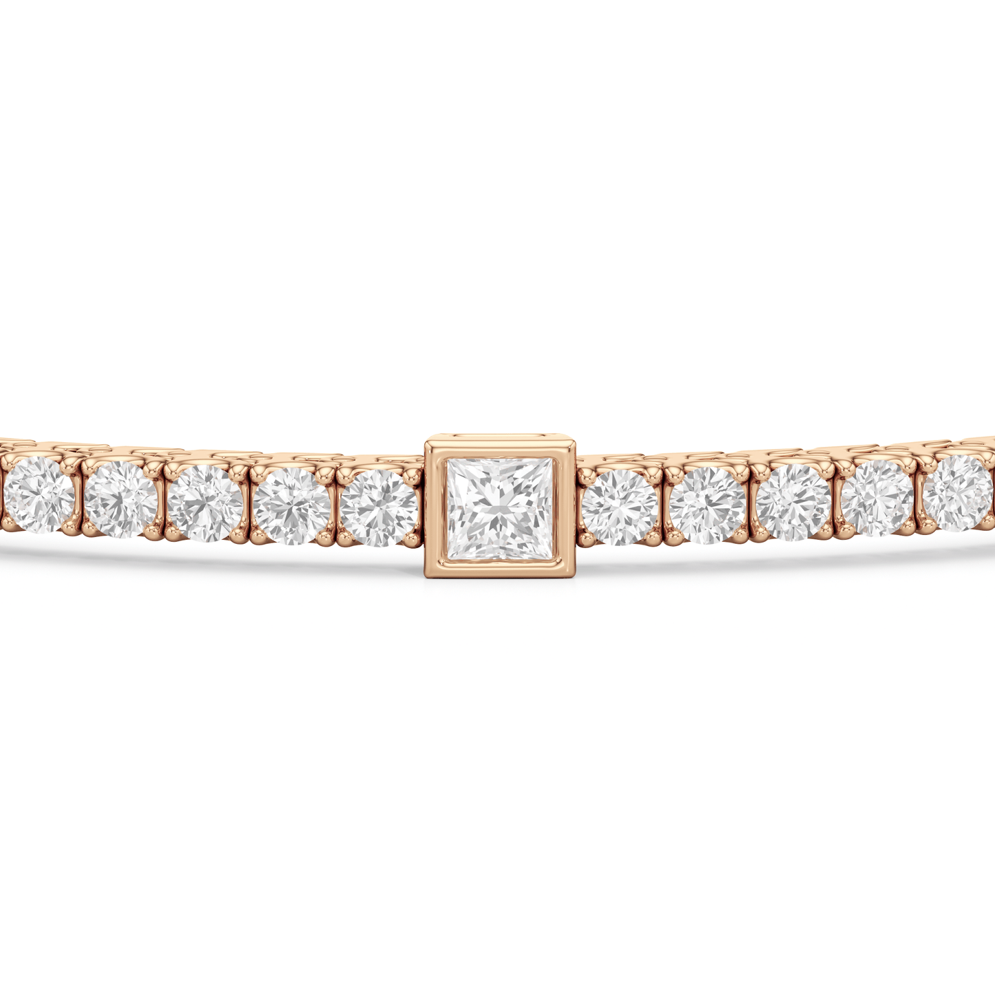 Bezeled Princess Station Tennis Bracelet - Lotus Diamond