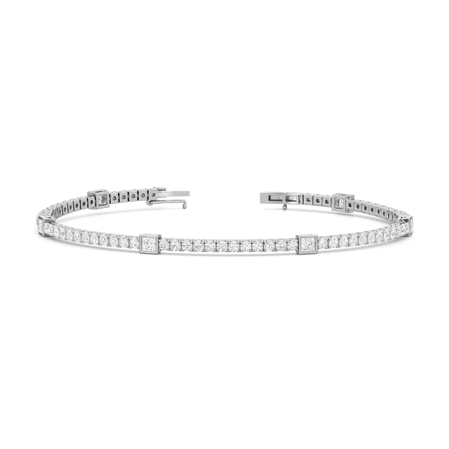 Bezeled Princess Station Tennis Bracelet - Lotus Diamond