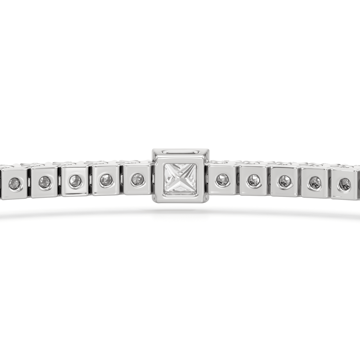 Bezeled Princess Station Tennis Bracelet - Lotus Diamond