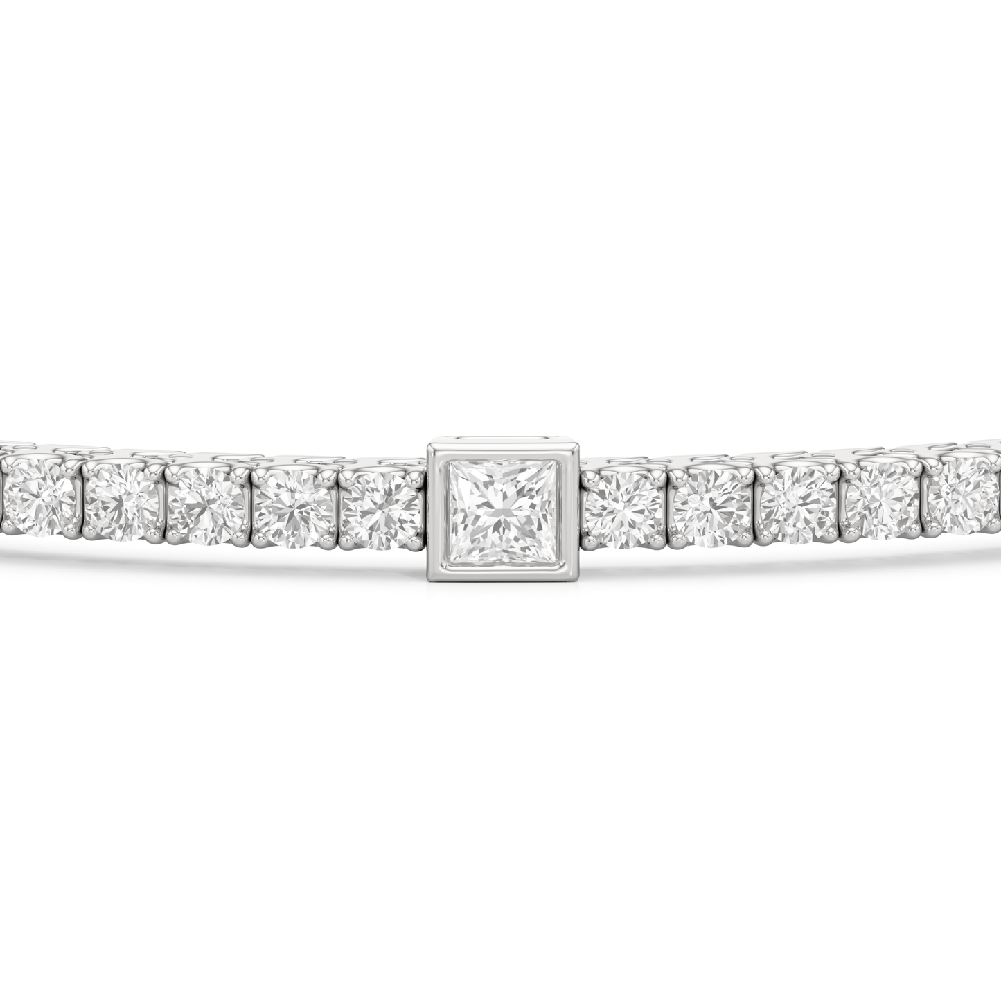 Bezeled Princess Station Tennis Bracelet - Lotus Diamond