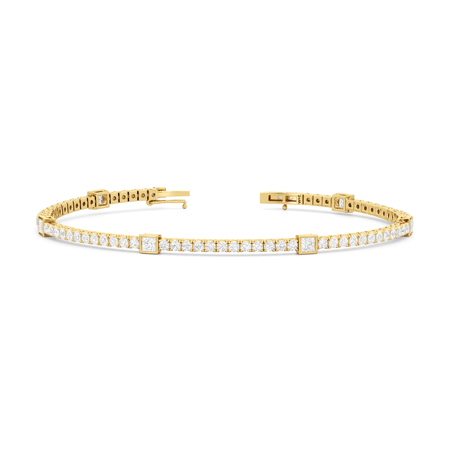 Bezeled Princess Station Tennis Bracelet - Lotus Diamond