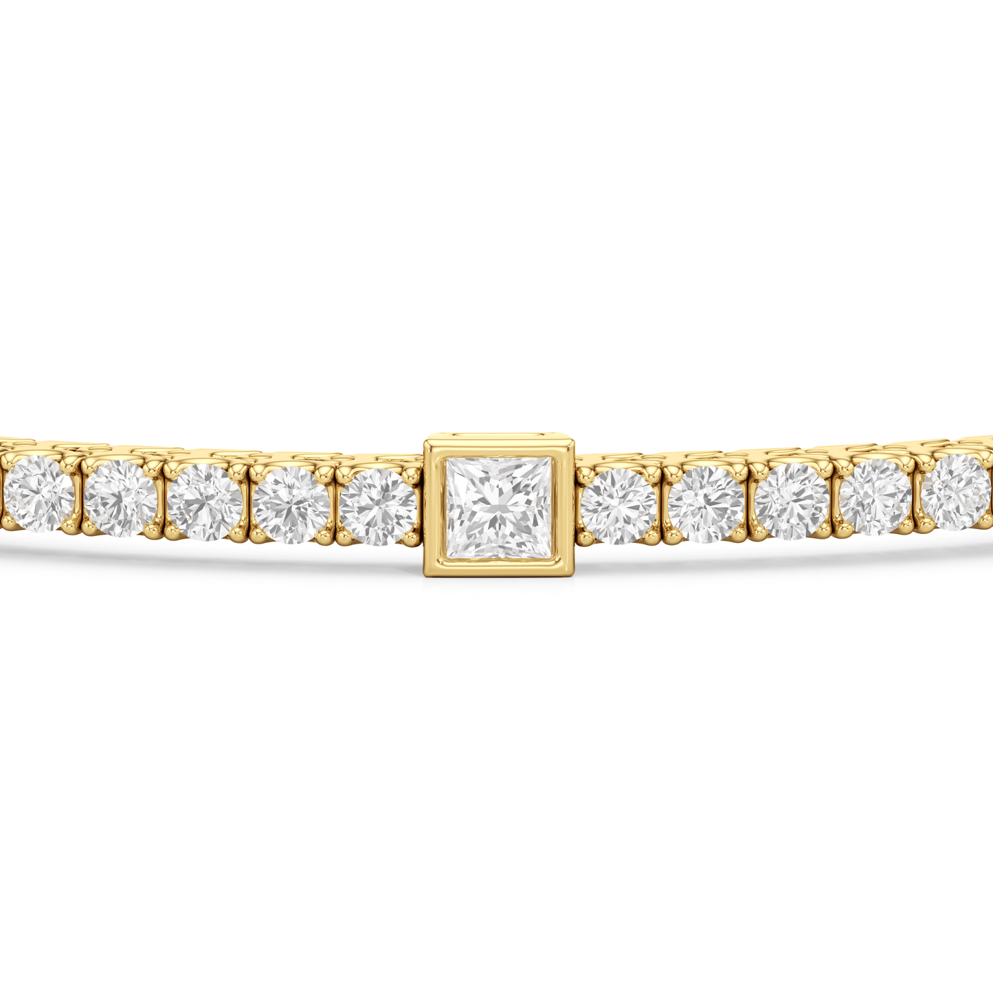 Bezeled Princess Station Tennis Bracelet - Lotus Diamond